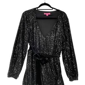 Betsey Johnson Black Sequin Midi Dress